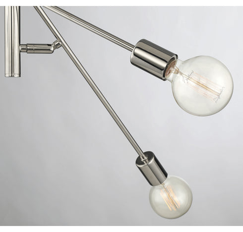 6-Light Chandelier in Natural Brass