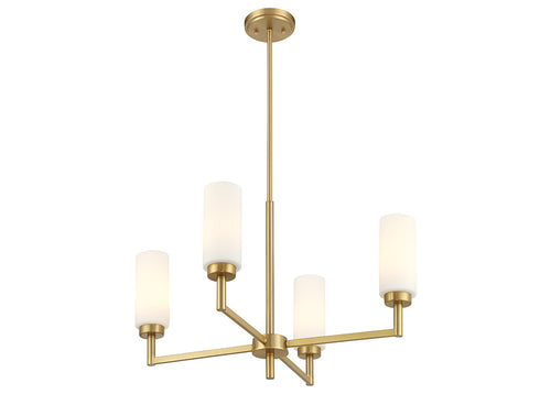 4-Light Chandelier in Natural Brass