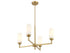 4-Light Chandelier in Natural Brass