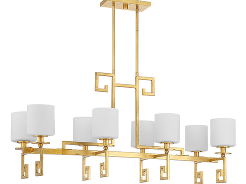 Quatrain 8-Light Linear Chandelier in True Gold