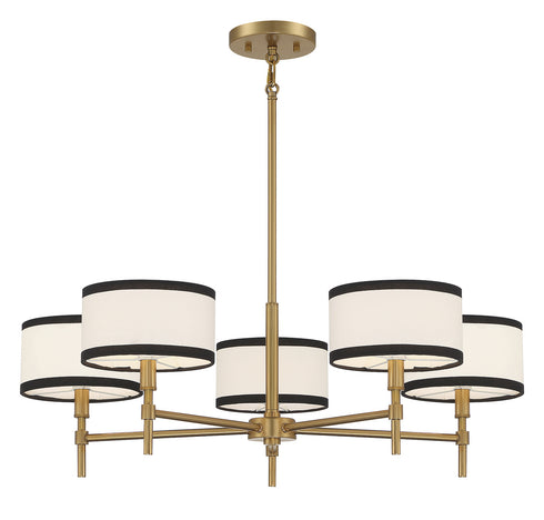 5-Light Chandelier in Natural Brass