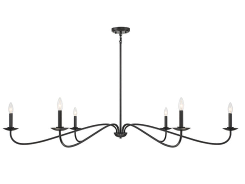 6-Light Chandelier in Matte Black