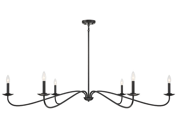 6-Light Chandelier in Matte Black