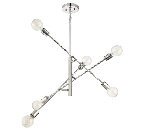6-Light Chandelier in Polished Nickel