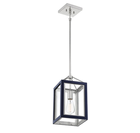 Champlin 1-Light Pendant in Gray with Polished Nickel Accents