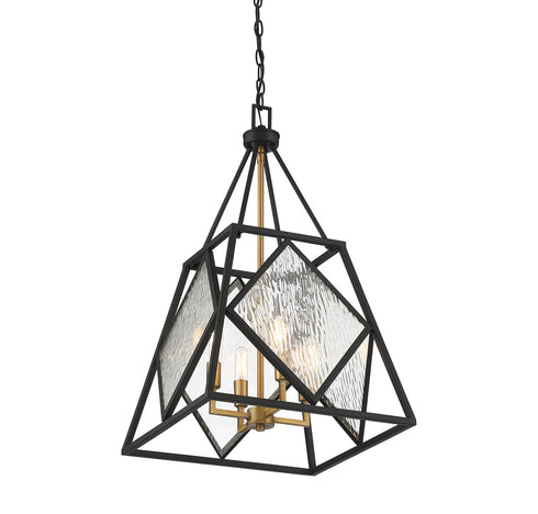 Capella 4-Light Pendant in English Bronze and Warm Brass