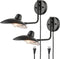 Pulau Modern Black Swing Arm Wall Sconce Plug-in or Hardwired set of 2