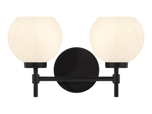 Hannah 2-Light Bathroom Vanity Light in Matte Black