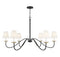 6-Light Chandelier in Black with Natural Brass Accents