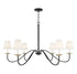 6-Light Chandelier in Black with Natural Brass Accents
