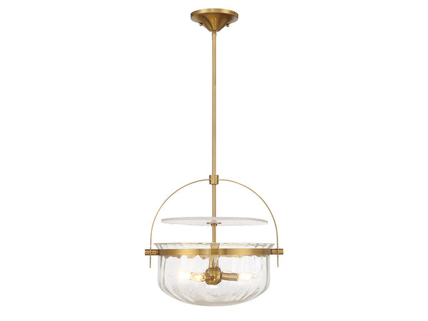 Denmar 4-Light Convertible Semi-Flush or Pendant in Warm Brass