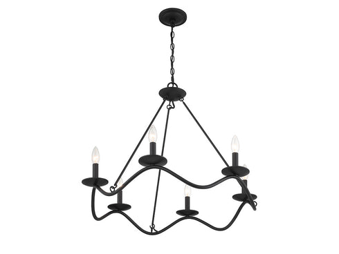 6-Light Chandelier in Matte Black
