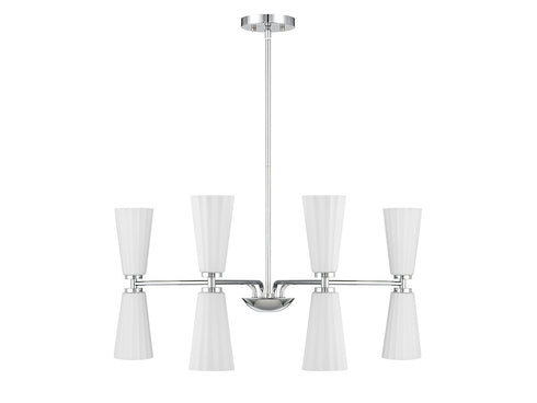 8-Light Chandelier in Natural Brass