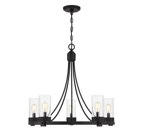 5-Light Chandelier in Matte Black