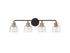 Flagler 4-Light Bathroom Vanity Light in Matte Black with Warm Brass Accents