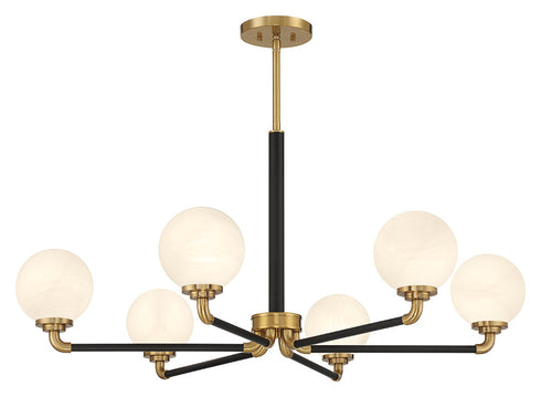 Dresden 6-Light Chandelier in Matte Black with Warm Brass Accents