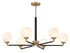 Dresden 6-Light Chandelier in Matte Black with Warm Brass Accents
