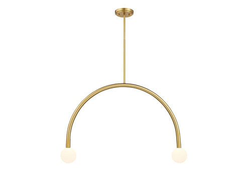 2-Light Chandelier in Natural Brass