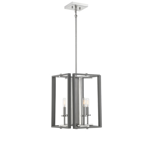 Champlin 4-Light Pendant in Navy with Polished Nickel Accents