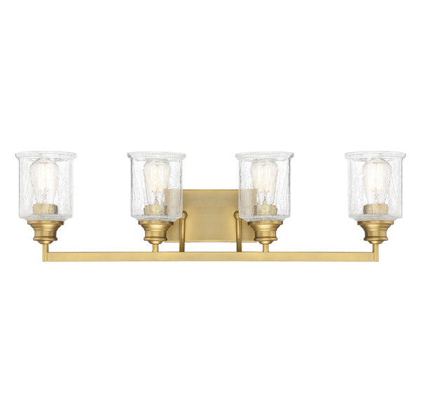 Hampton 4-Light Bathroom Vanity Light in Warm Brass