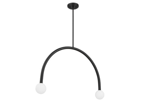 2-Light Chandelier in Natural Brass