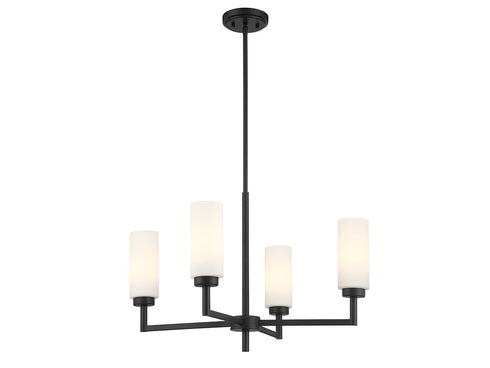 4-Light Chandelier in Natural Brass