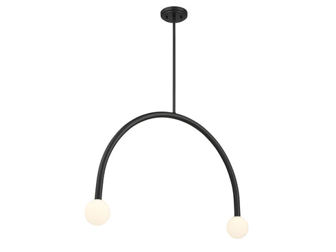 2-Light Chandelier in Natural Brass