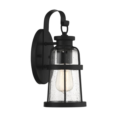 Quinton 1-Light Small Outdoor Wall Lantern in Matte Black