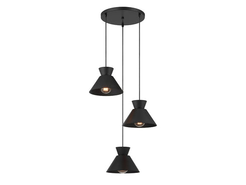 3-Light Multi-Point Chandelier in Natural Brass