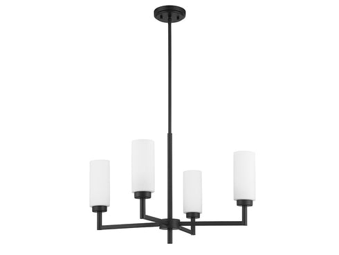 4-Light Chandelier in Natural Brass