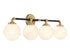 Dresden 4-Light Bathroom Vanity Light in Matte Black with Warm Brass Accents
