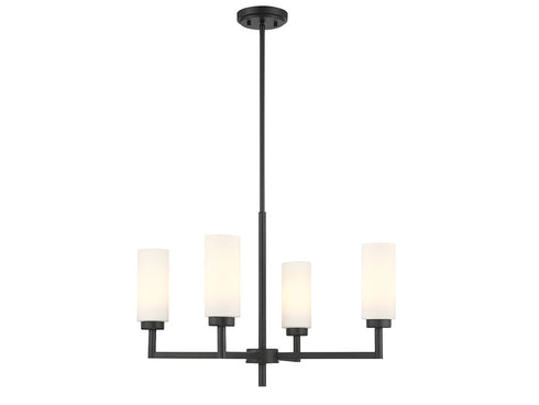 4-Light Chandelier in Natural Brass