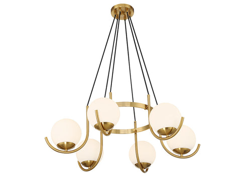 Abella 6-Light Chandelier in Warm Brass