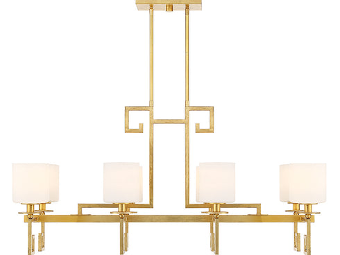 Quatrain 8-Light Linear Chandelier in True Gold