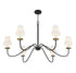 6-Light Chandelier in Black with Natural Brass Accents