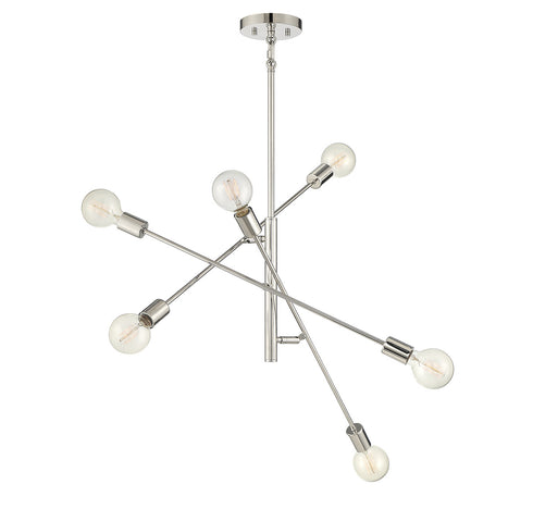 6-Light Chandelier in Polished Nickel