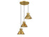 3-Light Multi-Point Chandelier in Natural Brass