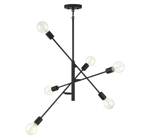 6-Light Chandelier in Natural Brass