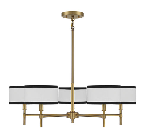 5-Light Chandelier in Natural Brass