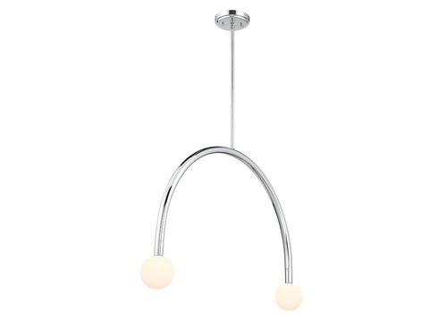 2-Light Chandelier in Natural Brass