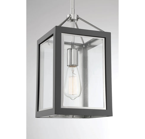 Champlin 1-Light Pendant in Gray with Polished Nickel Accents