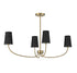 4-Light Chandelier in Natural Brass