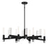 Windamere 6-Light Linear Chandelier in Textured Black with Polished Nickel Accents