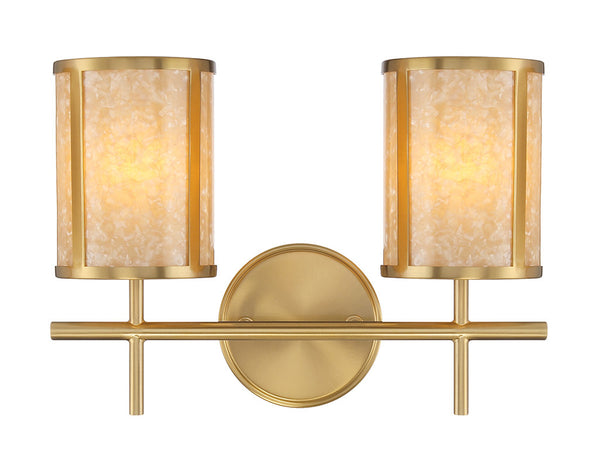Camden 2-Light Bathroom Vanity Light in Warm Brass