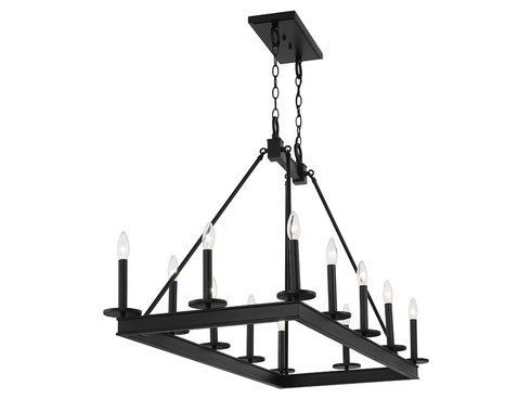 Boylston 12-Light Linear Chandelier in Matte Black
