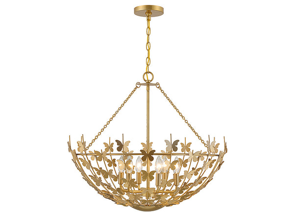Birch 6-Light Pendant in Burnished Brass