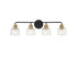 Flagler 4-Light Bathroom Vanity Light in Matte Black with Warm Brass Accents