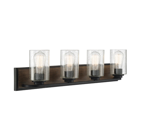 Sheppard 4-Light Bathroom Vanity Light in Satin Nickel with Greywood