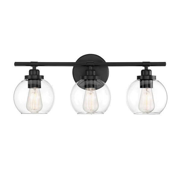 Carson 3-Light Bathroom Vanity Light in Matte Black