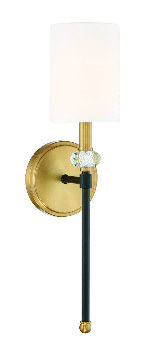 Tivoli 1-Light Wall Sconce in Matte Black with Warm Brass Accents